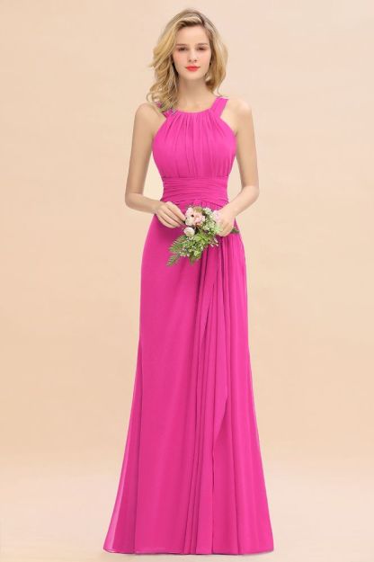 Halter Chiffon Mermaid Bridesmaid Dress Sleeveless Wedding Party Dress