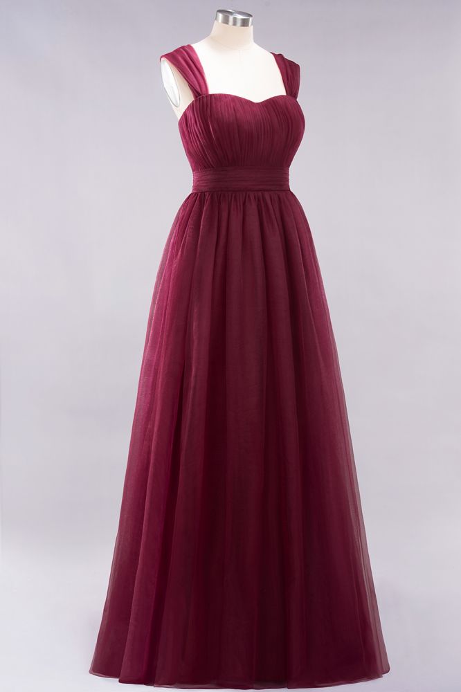 A-Line Popular Sweetheart Straps Sleeves Floor-Length Bridesmaid Dresses with Ruffles