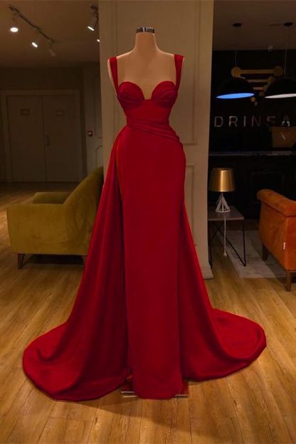 Sweetheart Burgundy Mermaid Overskirt Prom Dresses