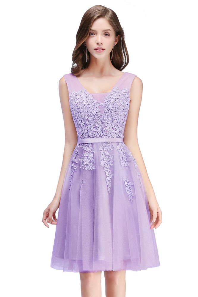 ADDILYNN | A-line Knee-length Tulle Prom Dress with Appliques