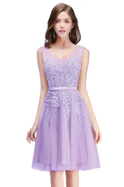 ADDILYNN | A-line Knee-length Tulle Prom Dress with Appliques
