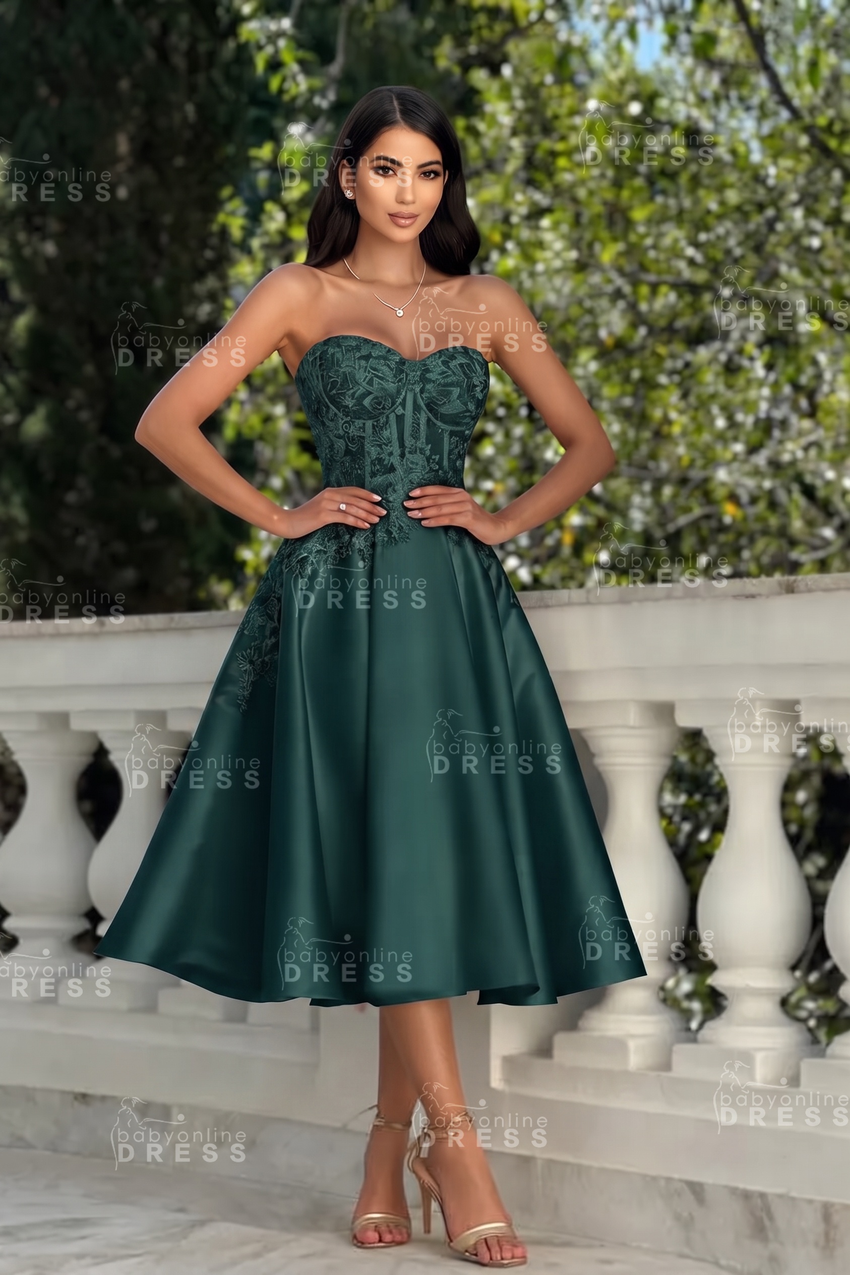 Stunning Strapless Sweetheart Tea-Length A-Line Satin Prom Dresses White