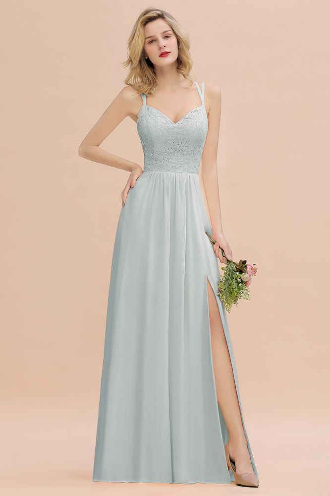 Sweetheart Aline Lace Party Dress Sleeveless Bridesmaid Dress with Side Slit
