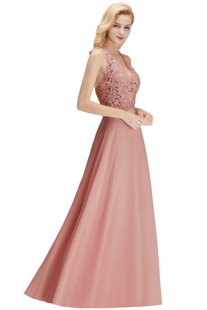 Sexy Halter Backless, Burgundy, Navy, Pink, Silver Sleeveless Princess Formal Dress
