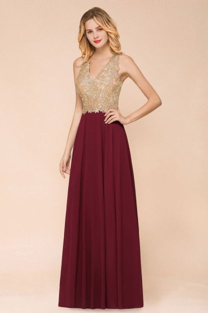 Gorgeous V-neck Sleeveless Burgundy Evening Dress | Formal Dress for Sale