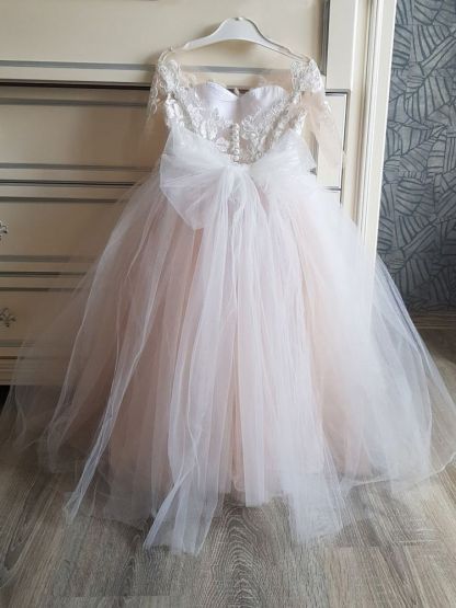 Half Sleeves Flower Girl Dress Tulle Lace Appliques Cute Little Girl Dress