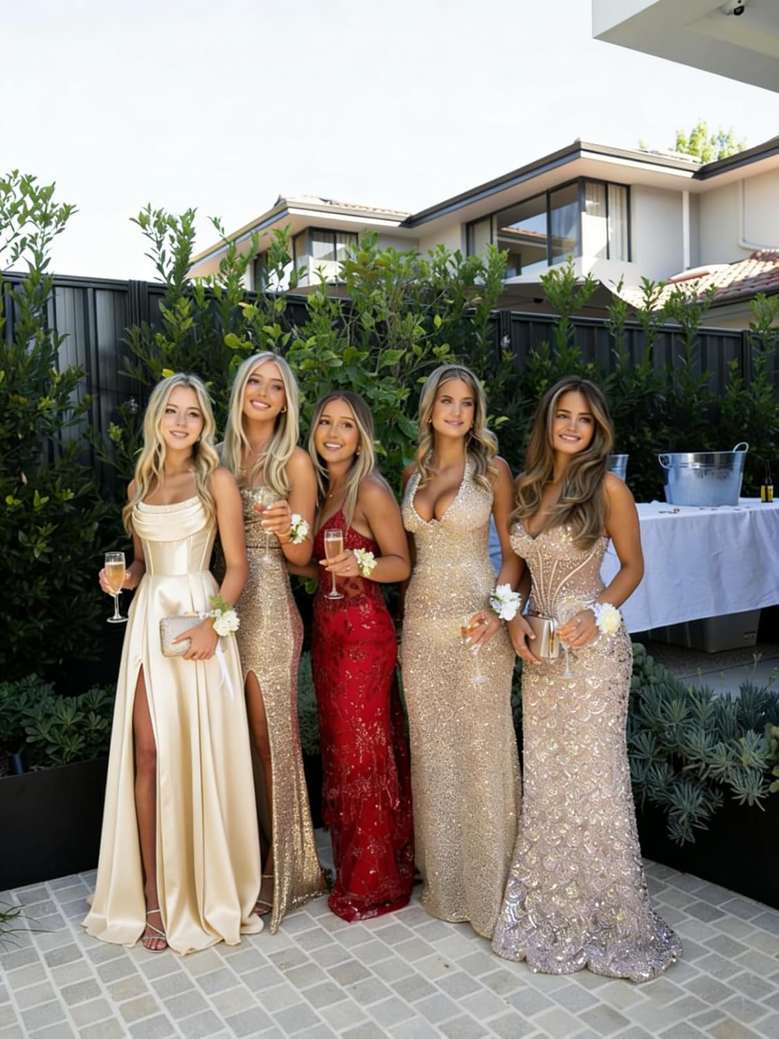Spaghetti Straps Ruched Satin Prom Dresses Sleeveless Maxi Formal Evening Gown with Slit