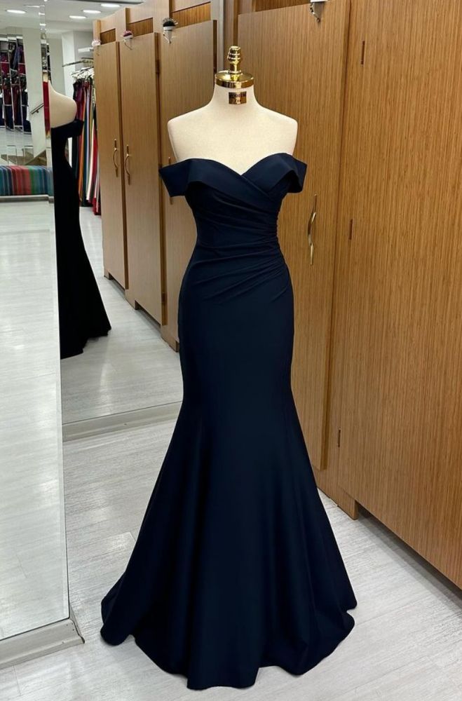 Sweetheart Off the shoulder Black Mermaid Prom Dresses