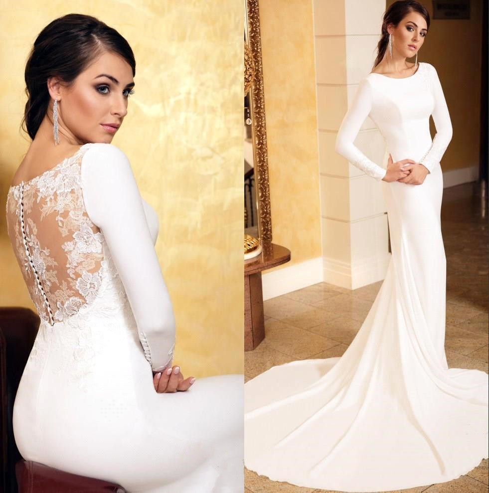 Elegant Mermaid Evening Dress Slim Long Sleeve Floral Lace with train