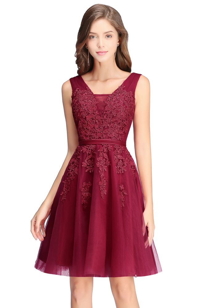 ADDILYNN | A-line Knee-length Tulle Prom Dress with Appliques