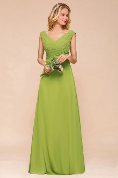 Sleeveless Sage Soft Chiffon Aline Bridesmaid Dress