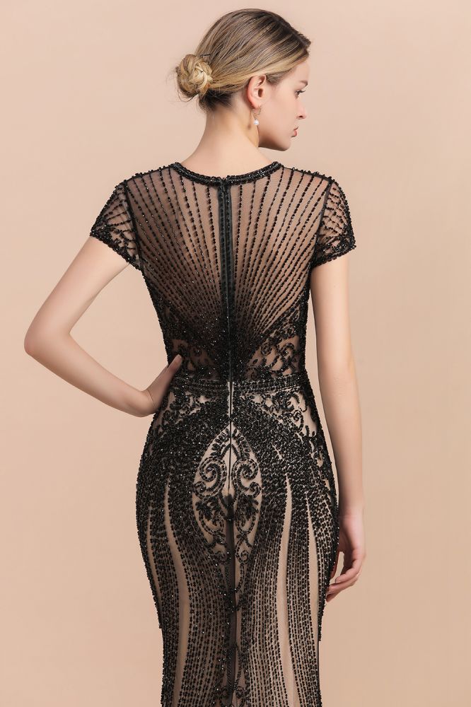 Luxury Black all-covered beaded Mermaid Prom Dress