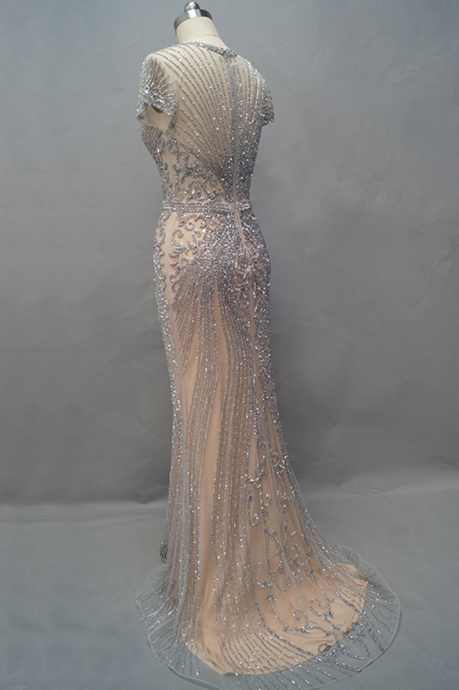 Luxury Mermaid Halter Rhinestones Prom Dress with Tassel | Sparkle Formal Evening Dresses