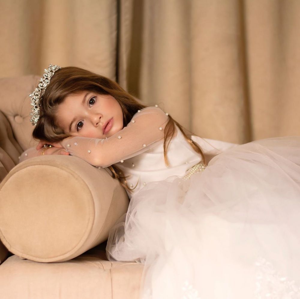 Tulle Long sleeve Puffy Princess lace Appliques Flower girl Dresses