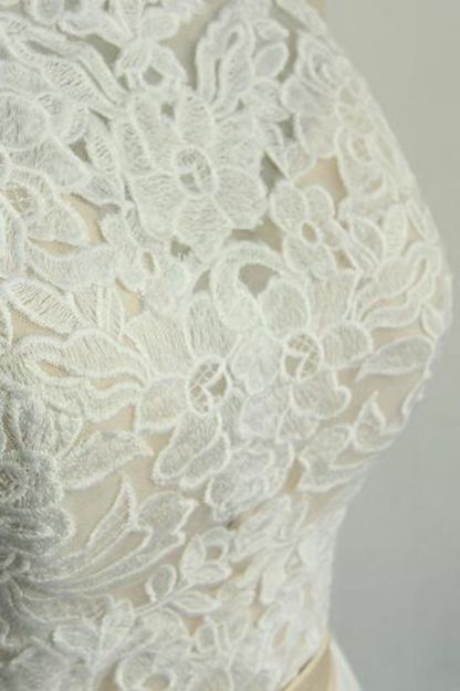 Ivory V-neck A-line Simple Boho Beach Wedding Dresses