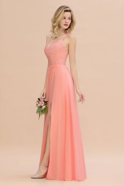 Sweetheart Aline Lace Party Dress Sleeveless Bridesmaid Dress with Side Slit