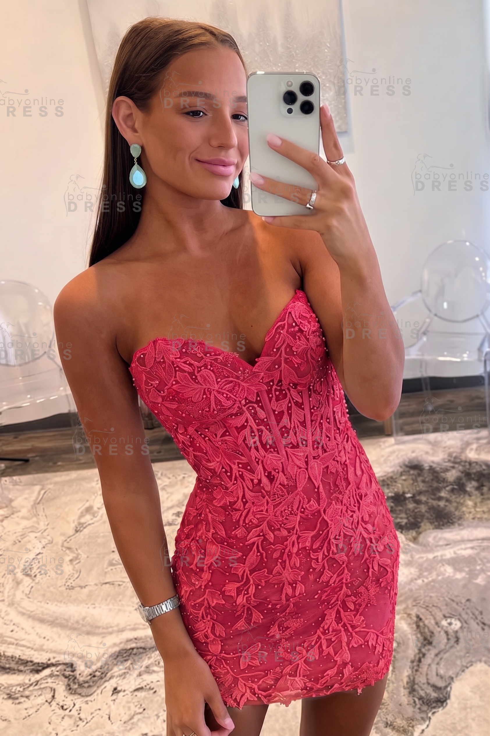 Sweetheart Mint Lace Homecoming Dress Short Party Dress Sleeveless