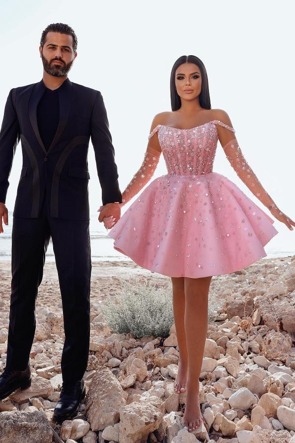 Strapless Hoco Short Pink Princess Prom Dresses