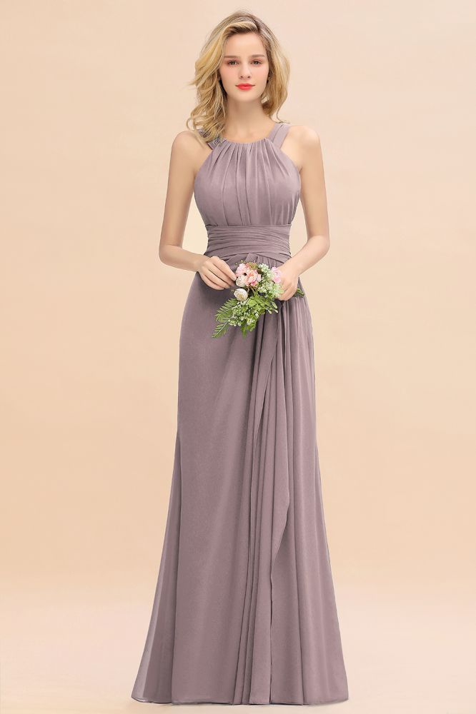 Halter Chiffon Mermaid Bridesmaid Dress Sleeveless Wedding Party Dress