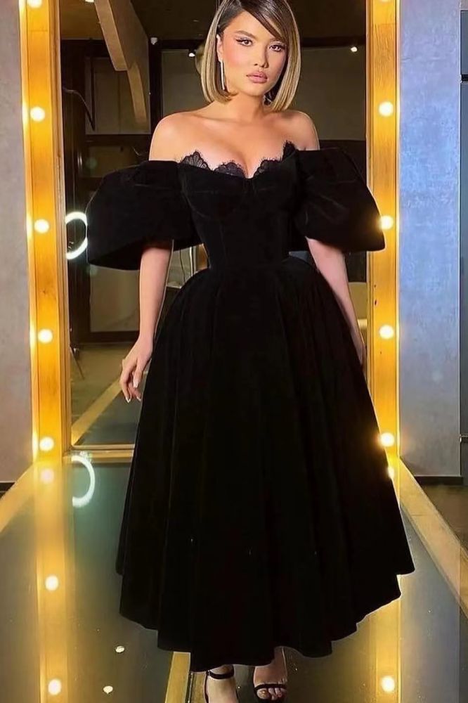 Sweetheart Wide Shoulder A-line Ankle Length Short Prom Dresses
