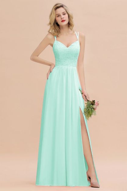 Sweetheart Aline Lace Party Dress Sleeveless Bridesmaid Dress with Side Slit