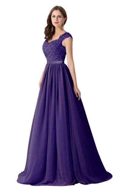 ADA | A-line V Neck Chiffon Bridesmaid Dress with Appliques