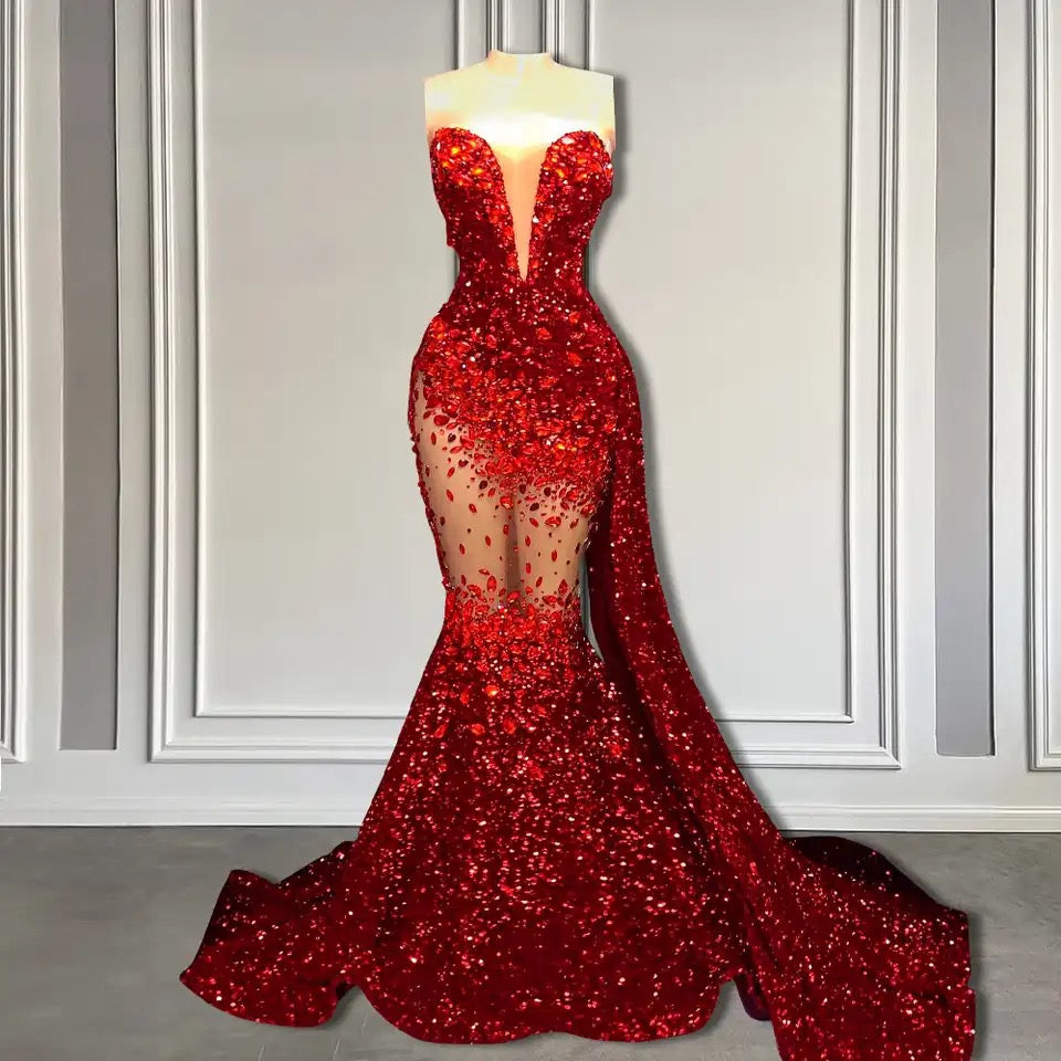 Burgundy Sweetheart Flowers Prom Dresses