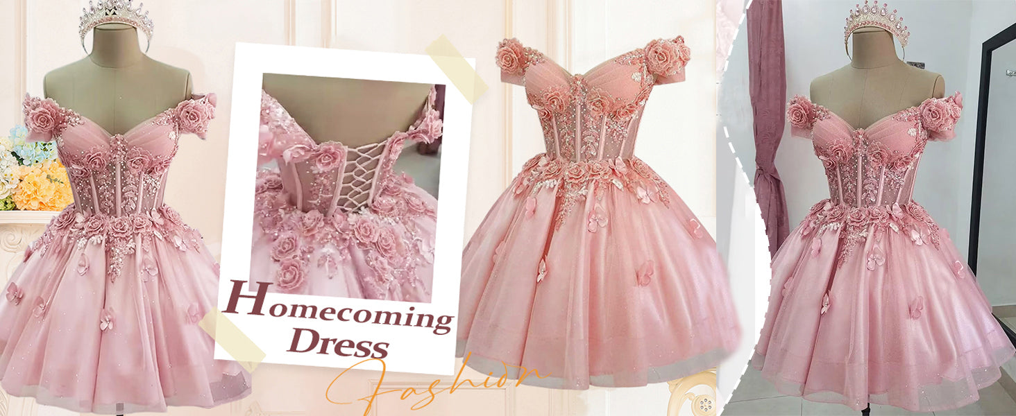 Sparkly Off Shoulder Tulle Homecoming Dress