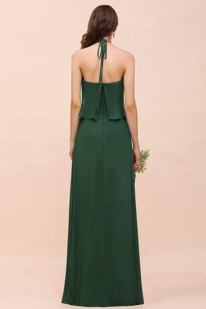 green Chiffon Bridesmaid Dress Casual Evening Party Dress