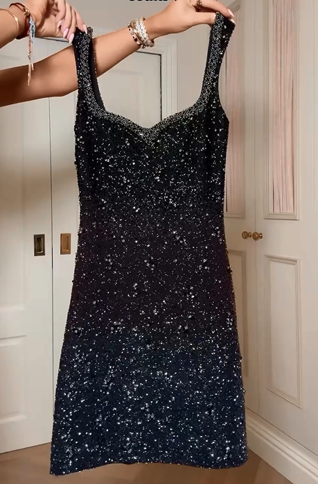 Short Straps Black Column Knee length Prom Dresses