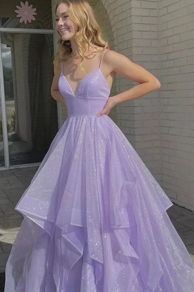 Lilac Sweetheart Ball Gown Ruffles Prom Dresses
