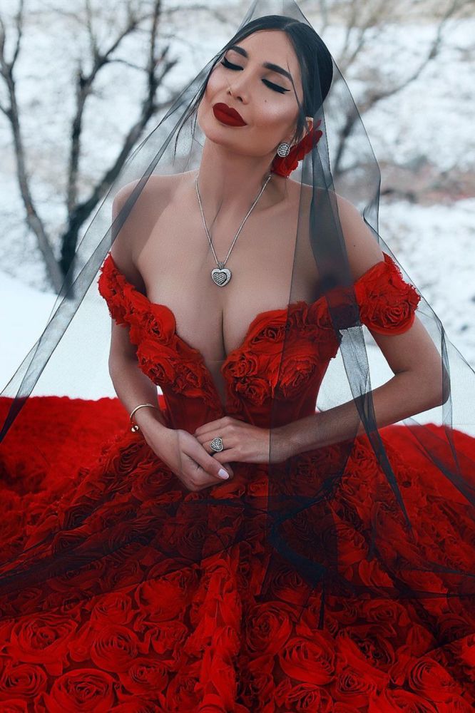 Off the Shoulder 3D Floral Printed Ball Gown for Girl Evening Maxi Gowns