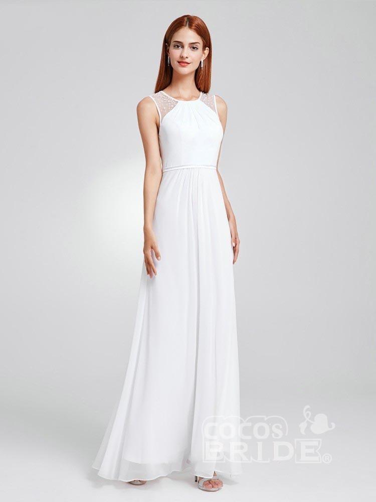 Halter White Simple Beach Wedding Dresses