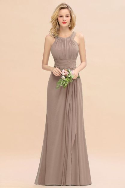 Halter Chiffon Mermaid Bridesmaid Dress Sleeveless Wedding Party Dress