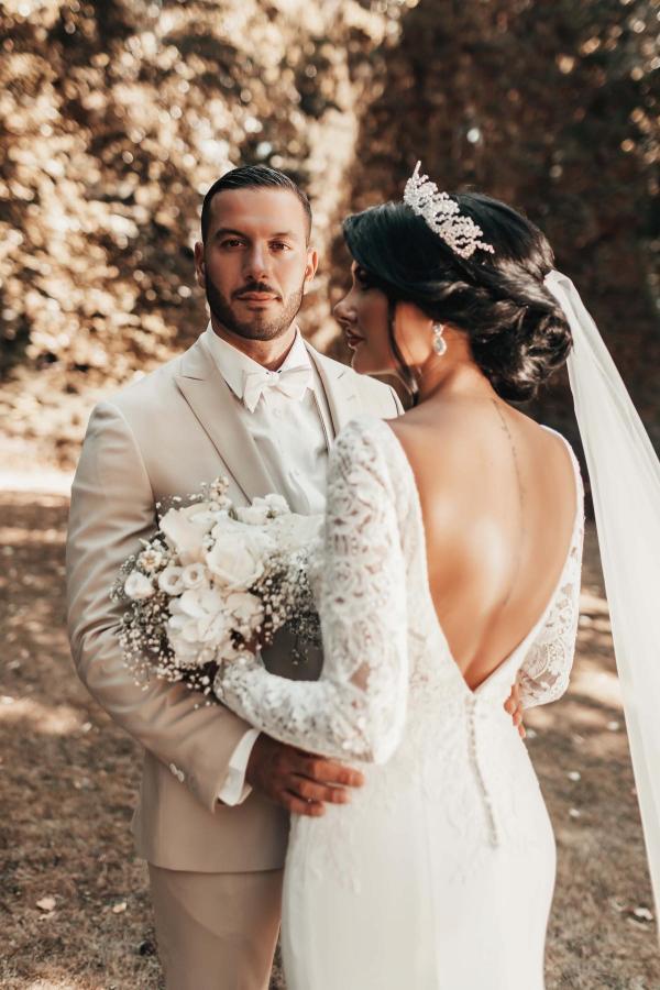 Romantic Backless Mermaid Wedding Dresses with Sleeves