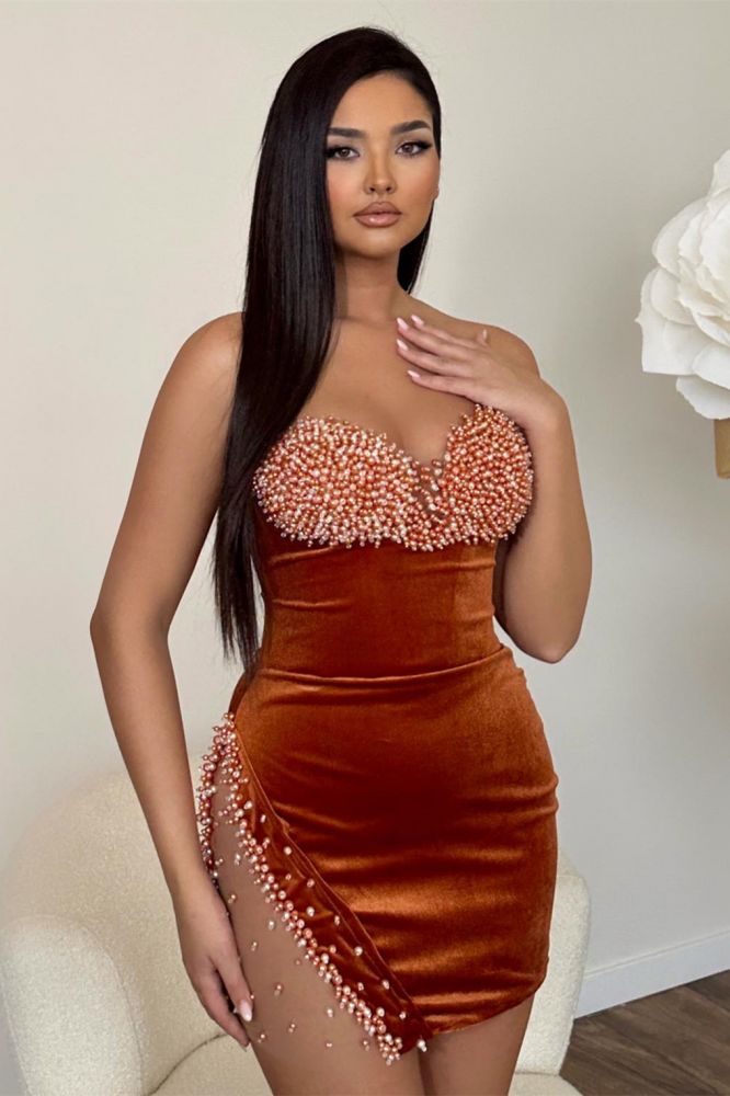 Short Mini Sleeveless Velvet Prom Dresses