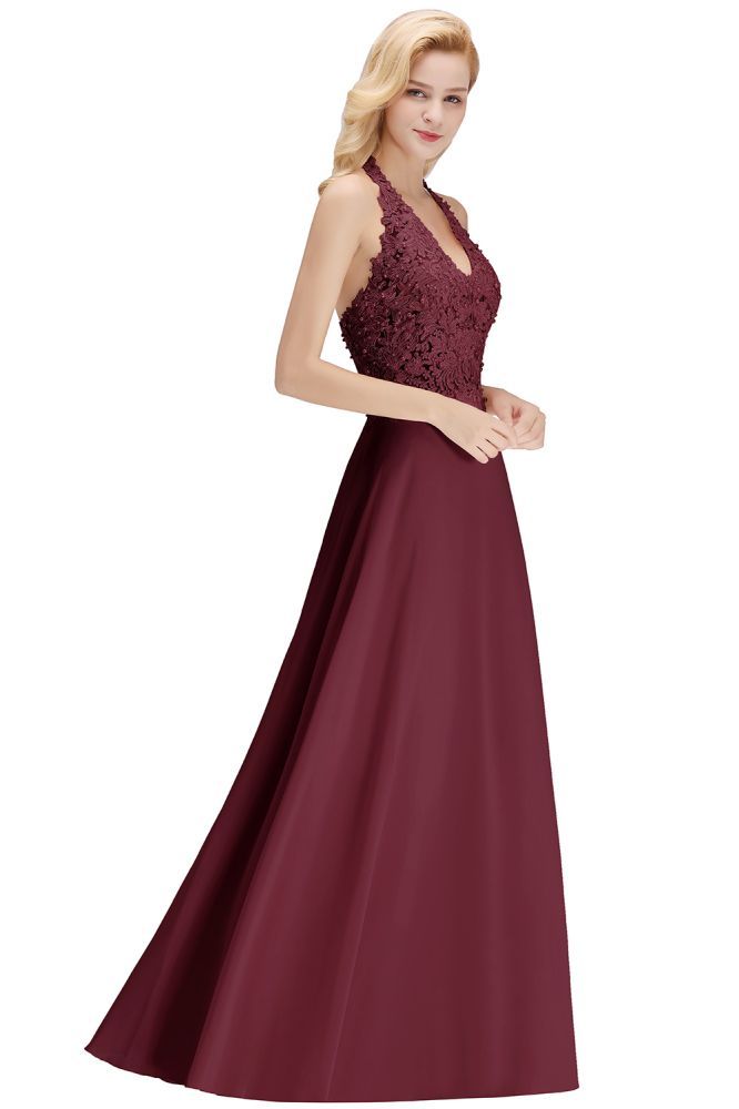 Sexy Halter Backless, Burgundy, Navy, Pink, Silver Sleeveless Princess Formal Dress