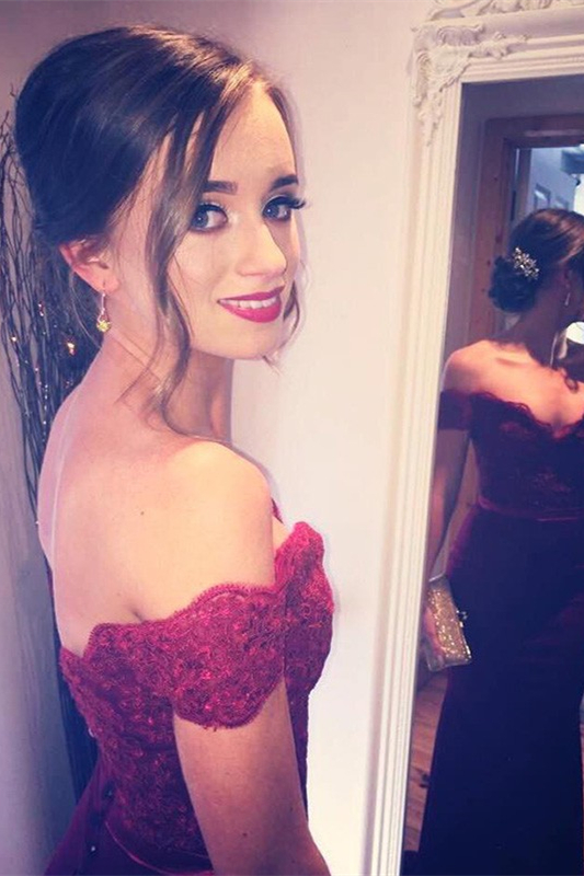 Off the shoulder Mermaid Burgundy Prom Dresses