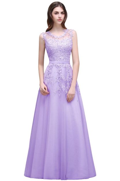 ADDILYN | A-line Floor-length Tulle Prom Dress with Appliques