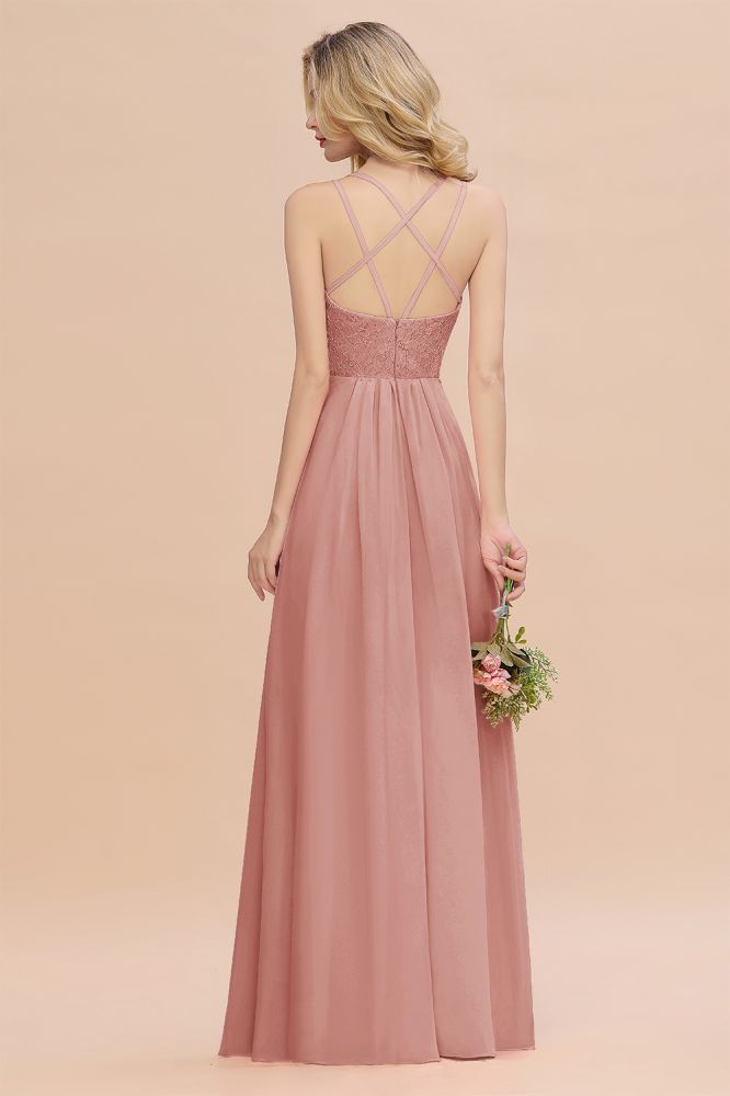 Sweetheart Aline Lace Party Dress Sleeveless Bridesmaid Dress with Side Slit