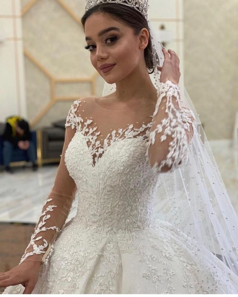 Luxury Sweetheart Long Sleeves Aline Lace Ball Gown