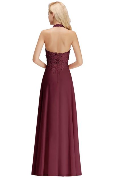 Sexy Halter Backless, Burgundy, Navy, Pink, Silver Sleeveless Princess Formal Dress
