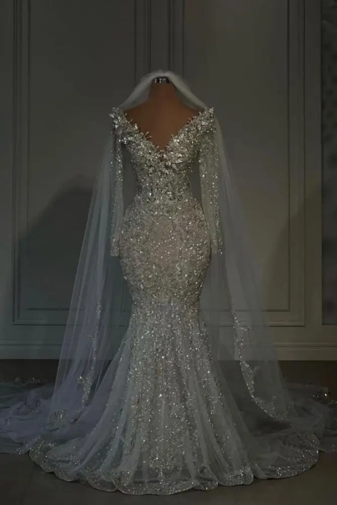Sweetheart Lace Mermaid White Luxury Wedding Dress