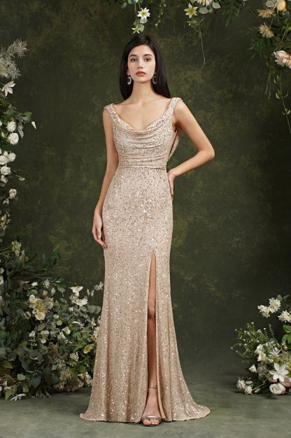 New Sexy Spaghetti Straps Sleeveless Mermaid Long Sequins Prom Dresses