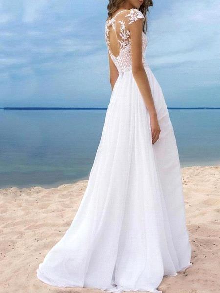 Chiffon White Summer Beach A-line Wedding Dresses