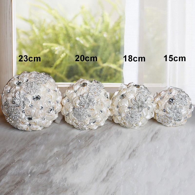 Colorful Silk Rose Crystal Beading Wedding Bouquet