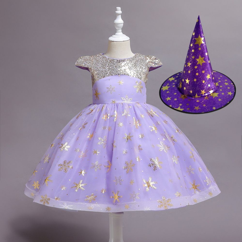 Cap sleeves v-neck sparkle stars red princess flower girl dress