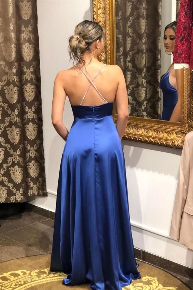 Sweetheart High Split Royal Blue Prom Dresses