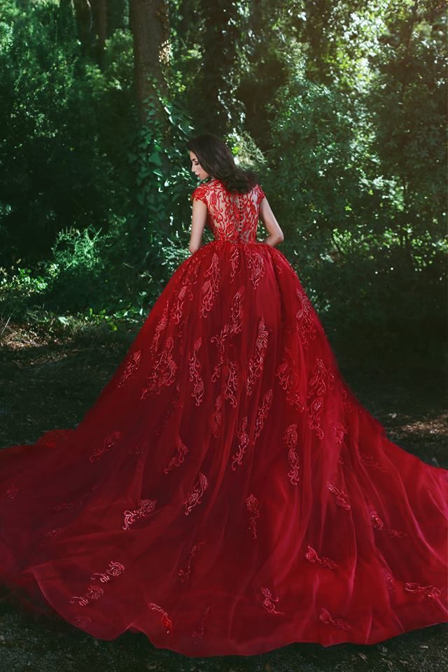 Elegant Red V-Neck OverSkirt Lace Applique Prom Dresses