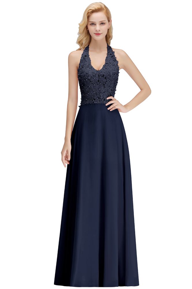 Sexy Halter Backless, Burgundy, Navy, Pink, Silver Sleeveless Princess Formal Dress